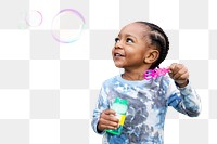 Cute boy png blowing soap bubbles