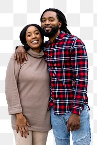 African American couple png, transparent background