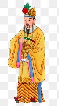 Png Chinese Emperor robe cut out from T'ang Dynasty, vintage illustration