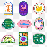 Png animal badge with motivational quote set