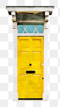 Yellow panel door png clipart, modern house entrance on transparent background