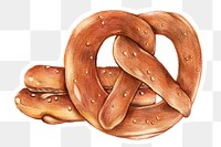 Freshly baked pretzels png hand drawn illustration