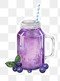 Fresh blueberry smoothie drawing png illustration