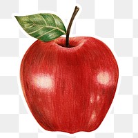 Vintage red apple sticker png illustration