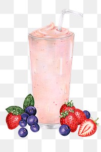 Fresh mixed berries smoothie png drawing illustration