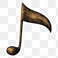 Png quaver musical note sticker golden 
