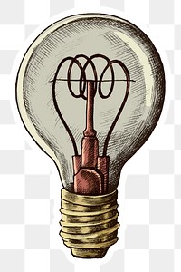 Lightbulb vintage cartoon sticker png