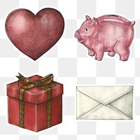 Birthday present sticker collection png