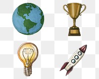 Png new idea and innovation sticker set