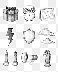 Png black and white business icon cartoon collection