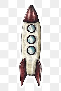 Vintage cartoon rocket sticker png