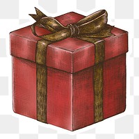 Red gift drawing sticker png