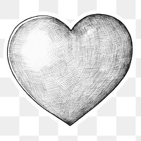 Png heart cartoon sticker sketch style 