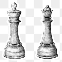 Vintage drawing chess sticker png