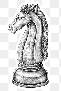 Vintage sketch chess sticker png