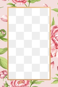 Gold rectangle peony flower frame design element 