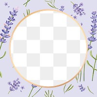 Gold round lavender flower frame design element