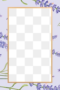 Gold rectangle lavender flower frame design element