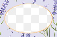 Gold oval lavender flower frame design element