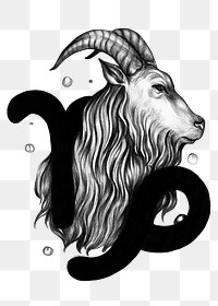 Capricorn PNG horoscope sign sticker black astrological symbol