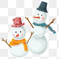 Winter snowman png sticker hand drawn illustration
