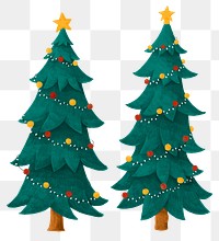 Christmas tree png sticker hand drawn set