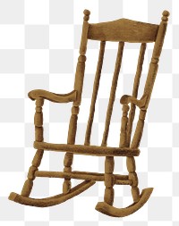 Wooden rocking chair png sticker illustration