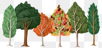 Spring trees png sticker hand drawn 