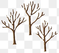 Trees in winter png sticker illustration set