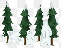 Christmas tree with bears png sticker Christmas drawing