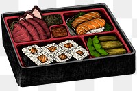Colorful Japanese bento png sticker lunch box