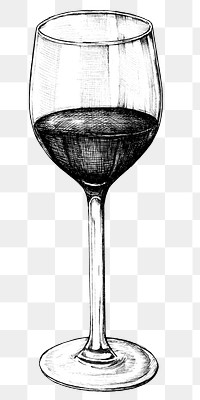 Black and white png red wine in a glass