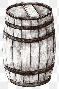 Black and white png wooden barrel