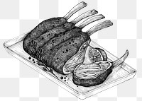 Black and white png rack of lamb