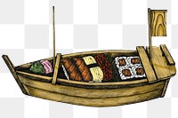 Colorful sushi in boat png 