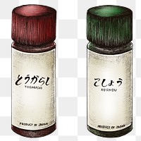 Colorful Japanese seasoning transparent png set