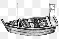  Sushi boat png in black and white color