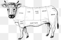 Black and white png cut of beef