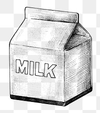 Hand drawn small carton of milk transparent png