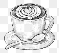 Hand drawn latte art drink transparent png