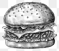 Hand drawn cheese burger dinner transparent png