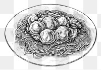 Hand drawn dish of spaghetti with meatballs transparent png