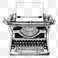 Hand drawn retro typewriter transparent background png