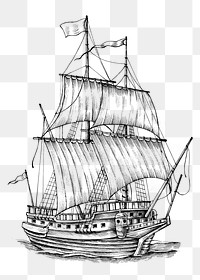 Hand drawn sailing boat transparent png