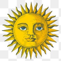 Hand drawn sun with a face design element