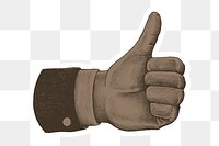Hand drawn thumbs up hand sticker design element