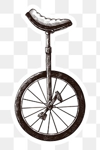 Hand drawn unicycle sticker overlay design element