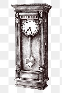 Hand drawn retro long case clock  design element