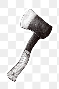 Hand drawn axe sticker with a white border design element