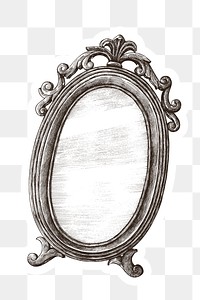 Hand drawn vintage mirror sticker design element